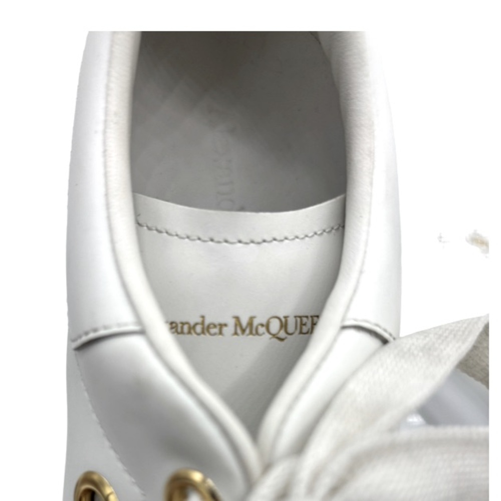 NWOB Alexander McQueen Gold Eyelets White Leather Sneakers - EU 41 (US Sz 11) - Picture 7 of 9